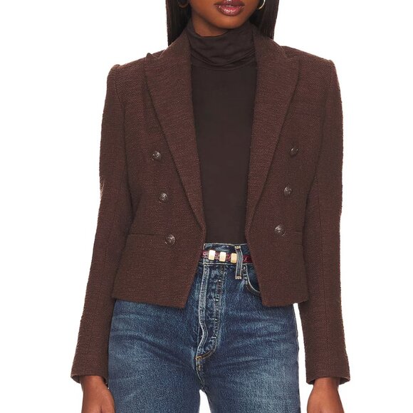 BEST L'AGENCE Brooke Open-Front Blazer Sz4 Espresso Cafe Brown